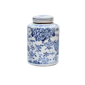 Blue and White Mini Tea Jar Lotus Floral