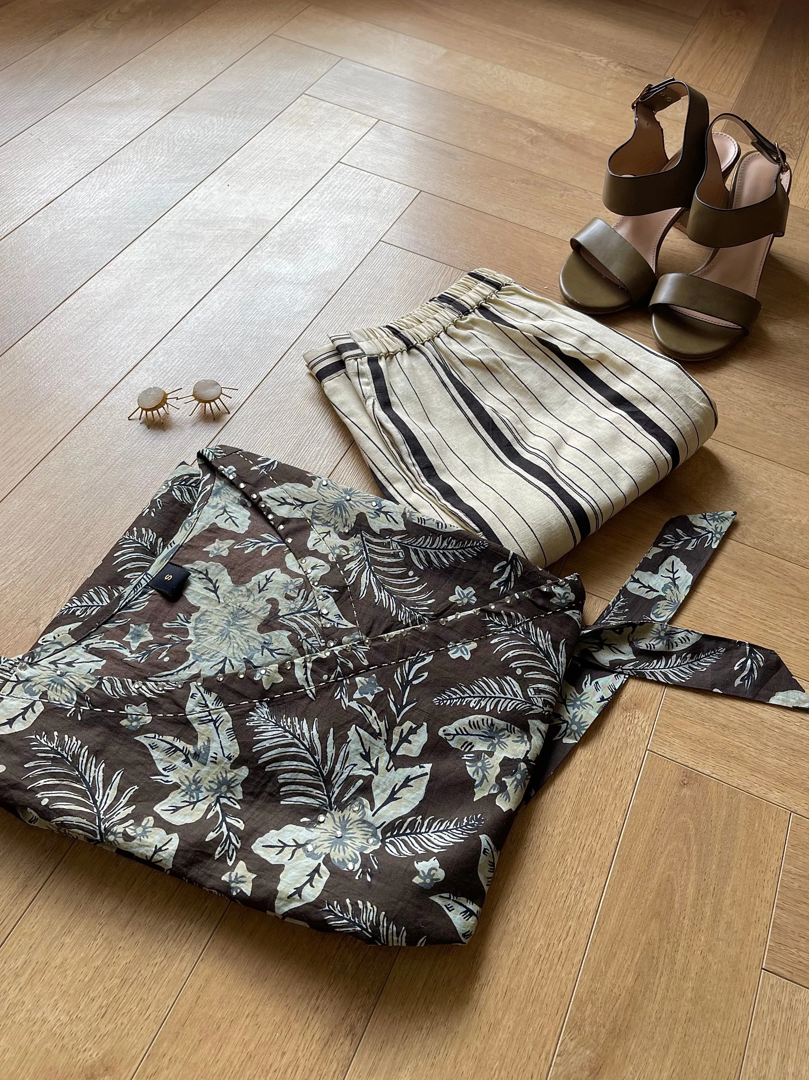 Brown Cotton Printed Coordinate Set