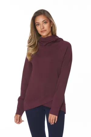 BURGUNDY TULIP HEM MODAL HOODY