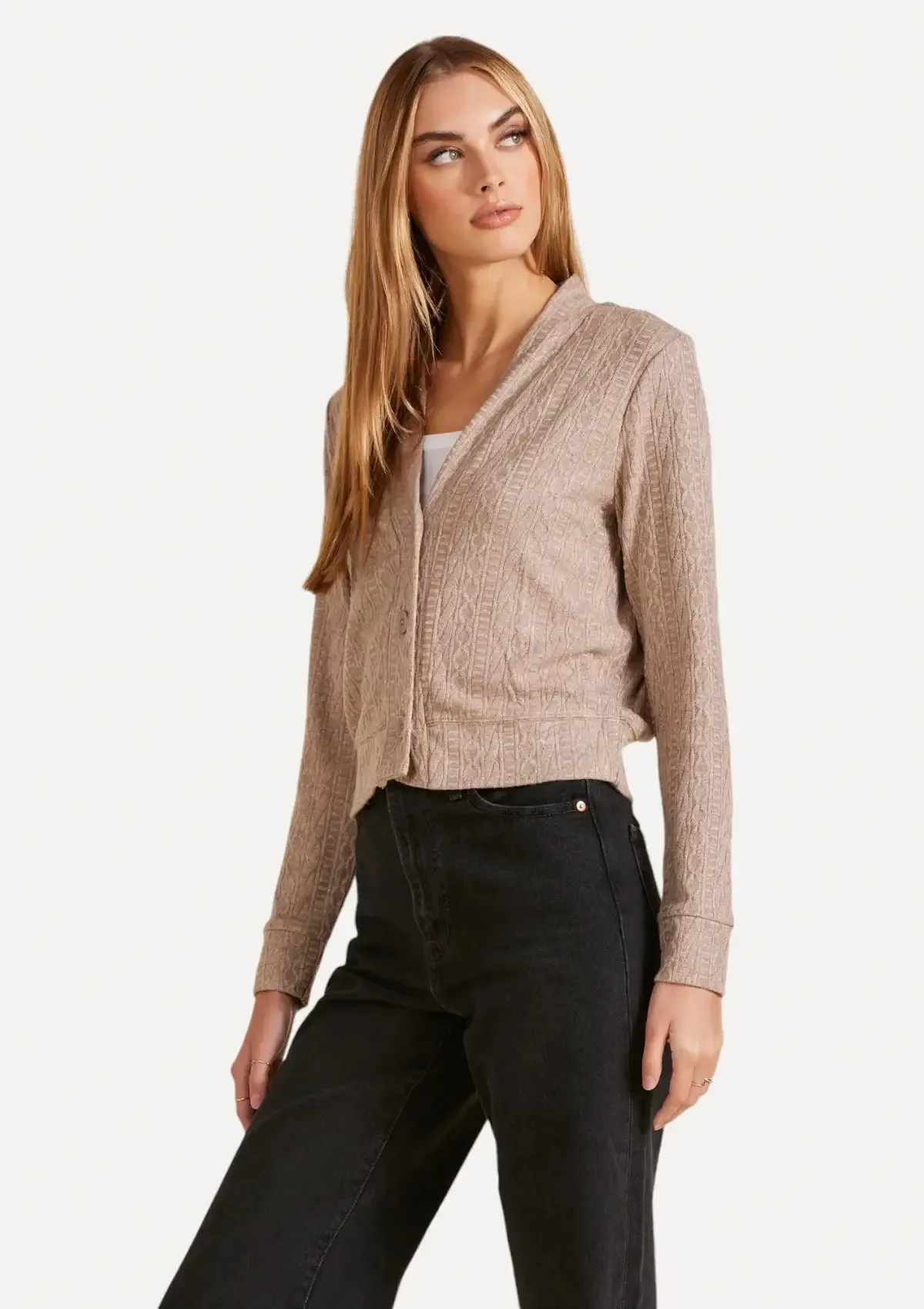 Callie Short Cardigan - Tan