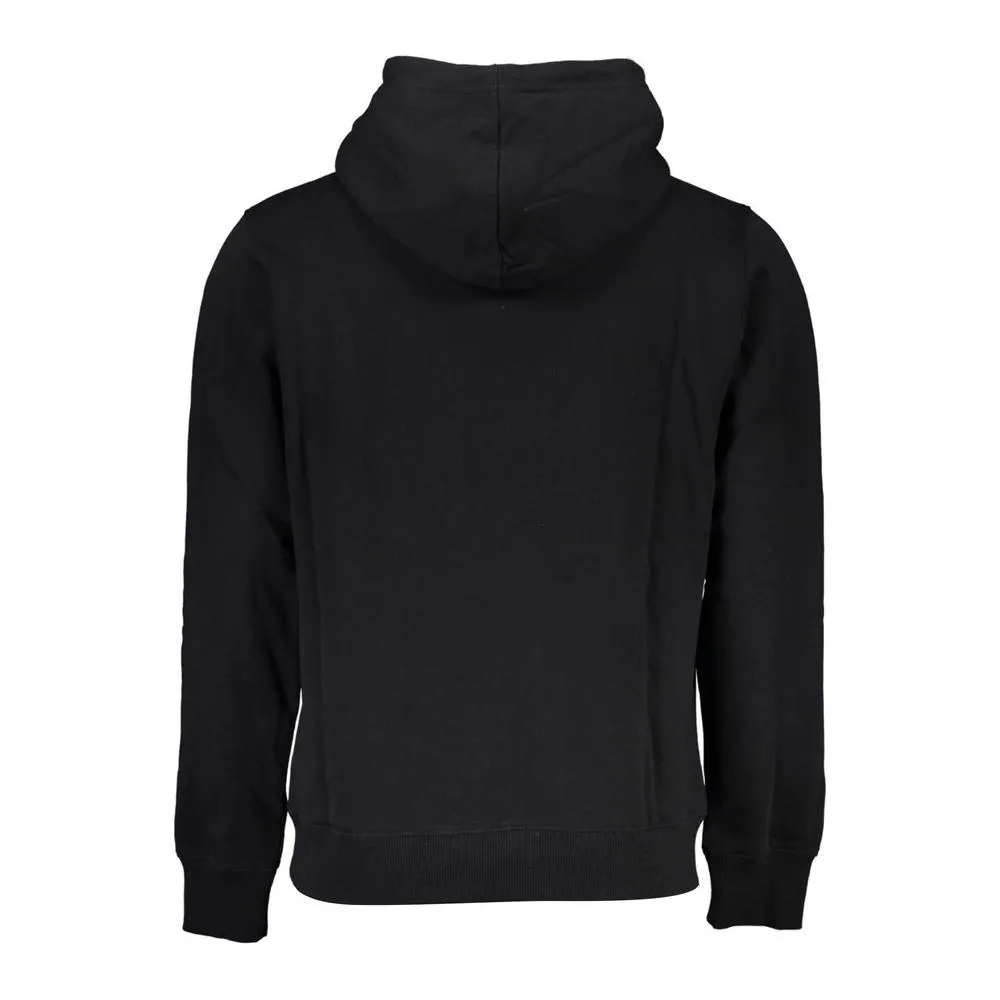 Calvin Klein Sleek Black Cotton Hoodie with Logo Print