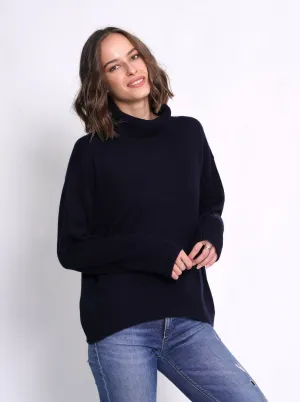 Cashmere Turtleneck Pullover in Nero Navy