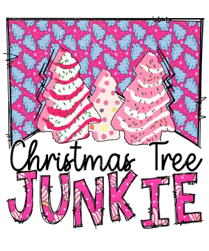 Christmas tree junkie, heat transfer, press and peel