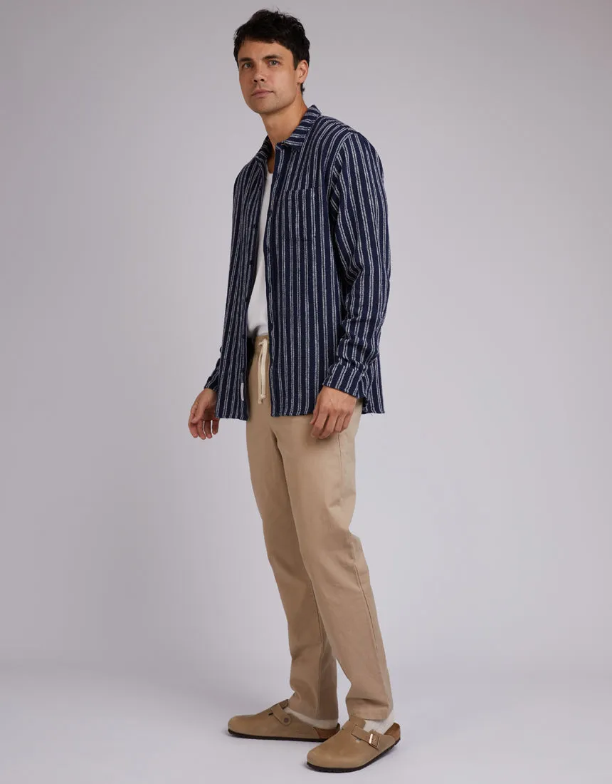 Coen Long Sleeve Shirt Navy Stripe