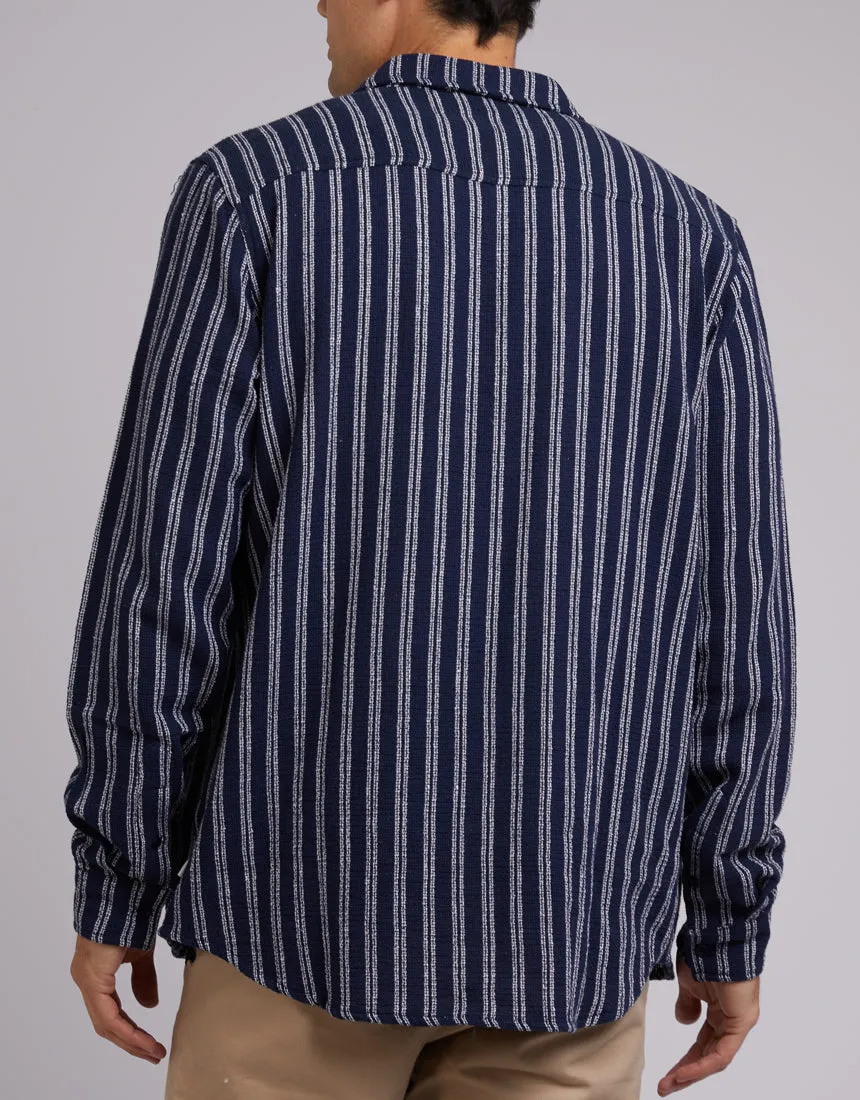 Coen Long Sleeve Shirt Navy Stripe