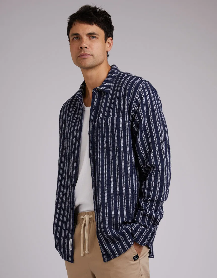 Coen Long Sleeve Shirt Navy Stripe