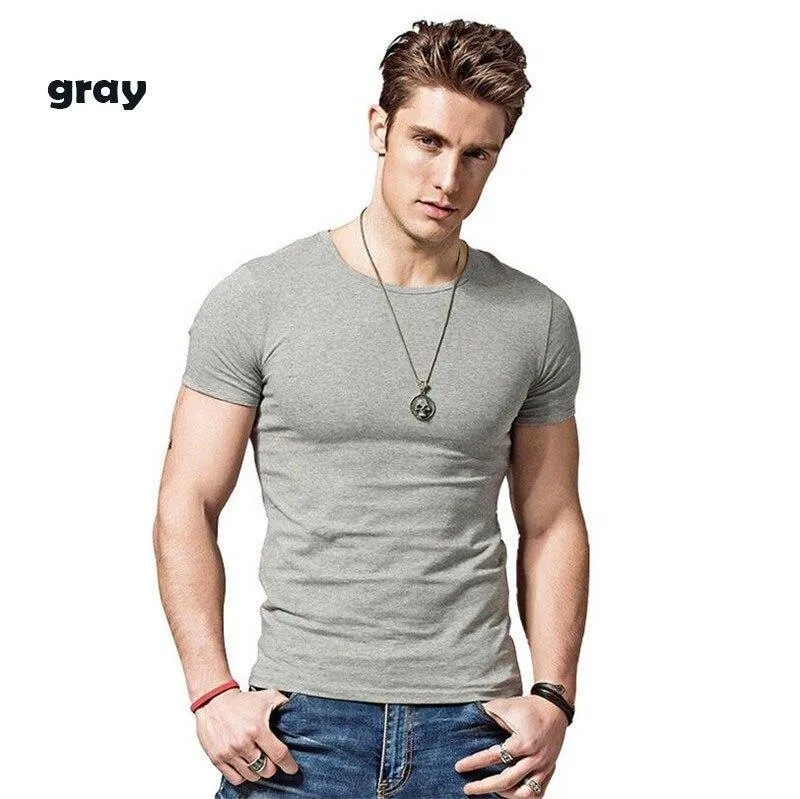 Covrlge 2019 T Shirt Men Short Sleeve Solid Tshirt Mens Fashion Slim Fit T-shirts Casual O-neck TShirts Fitness Clothing Mts2911