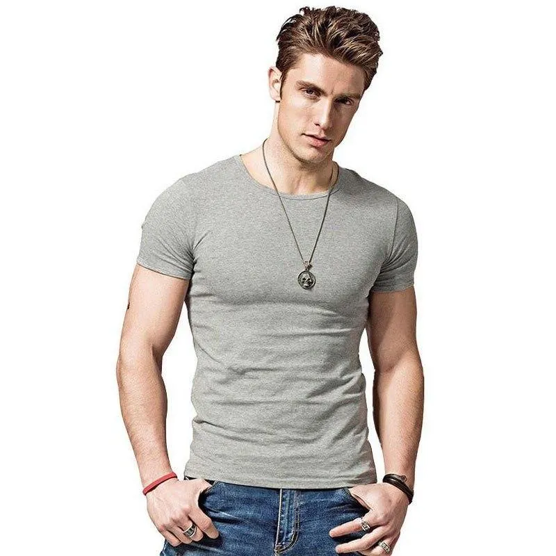 Covrlge 2019 T Shirt Men Short Sleeve Solid Tshirt Mens Fashion Slim Fit T-shirts Casual O-neck TShirts Fitness Clothing Mts2911