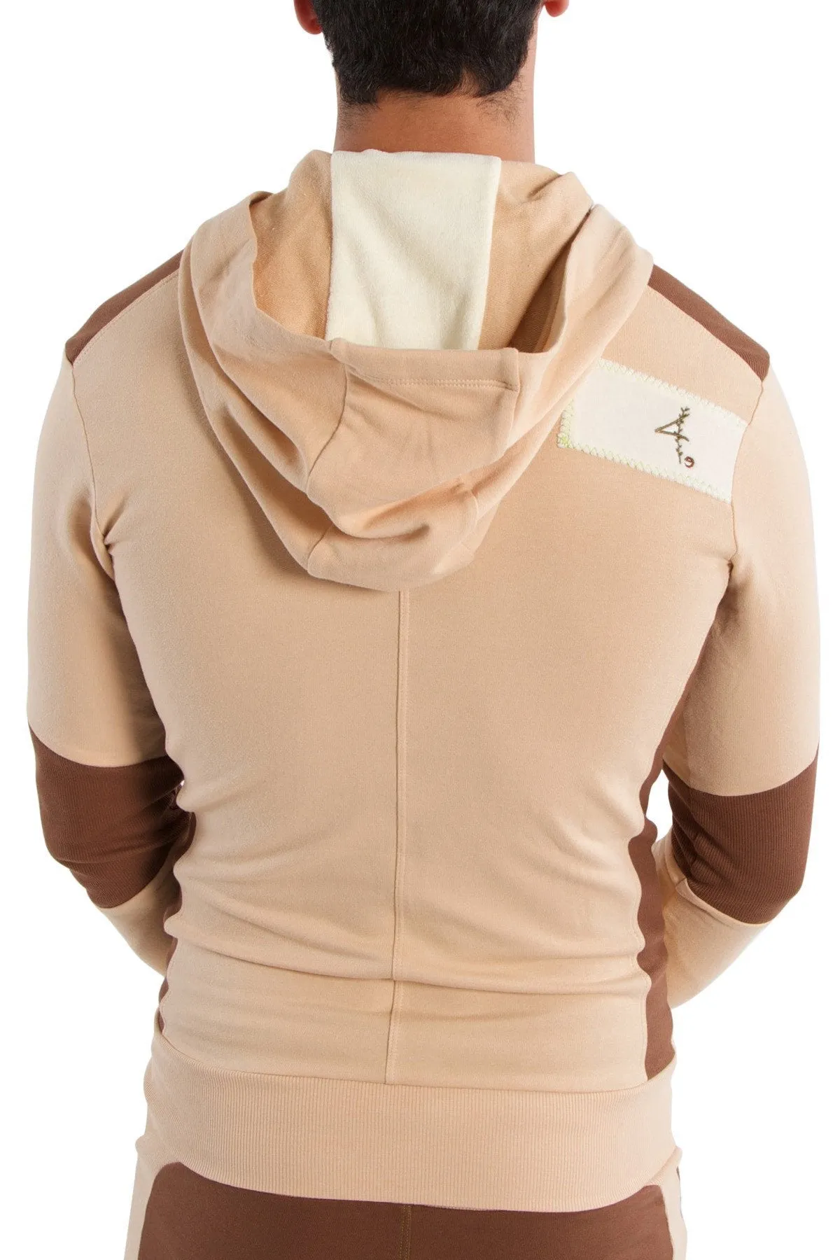 Edge Form-fit Crossover Yoga Track Performance Hoodie (Sand w/Chocolate)