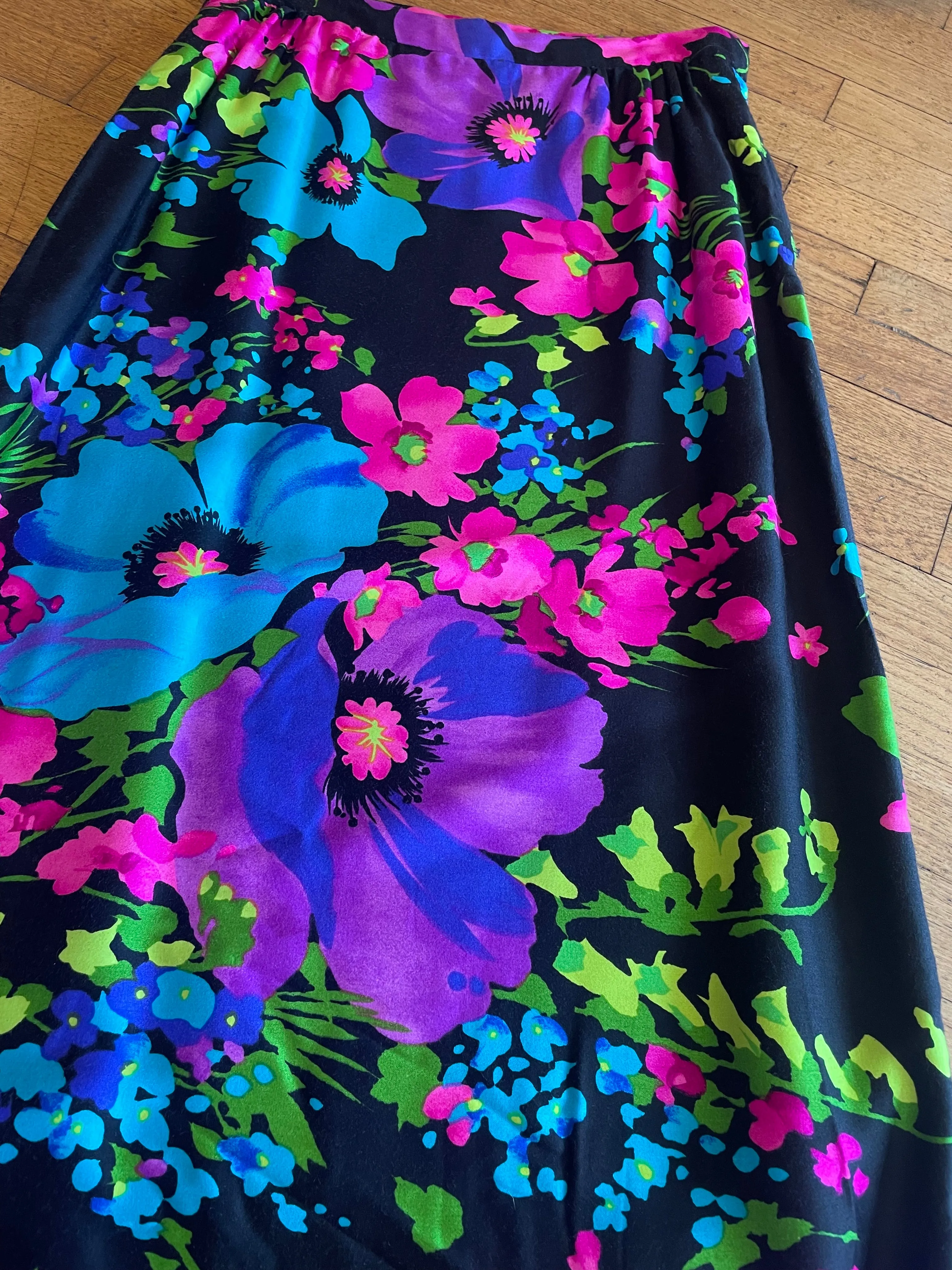 Fluorescent Floral Maxi Skirt