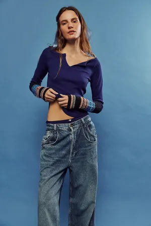 Free People We The Free Cozy Craft Cuff - Navy Combo