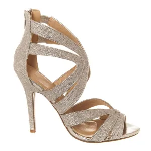 High Stiletto Heel Open Toe Strappy Sandal With Back Zip