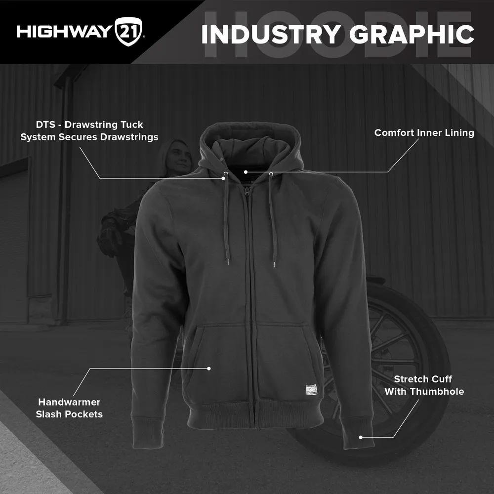 Highway 21 Industry Graphic Motorcycle Riding Hoodie