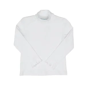 Jacey White Turtleneck with Ripple Edge Detail