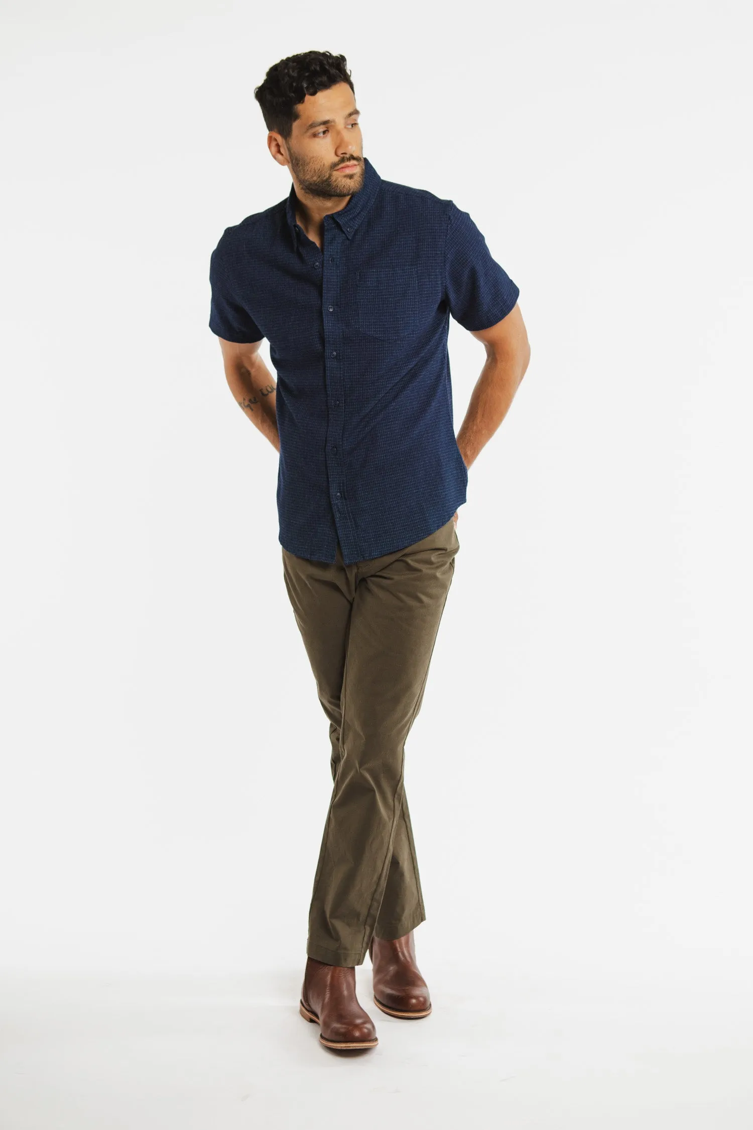 Jordan Slim Shirt / Indigo Grid