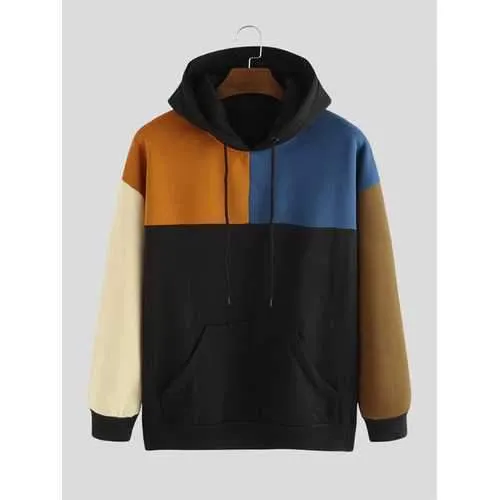 Mens Patchwork Contrast Color Hoodies