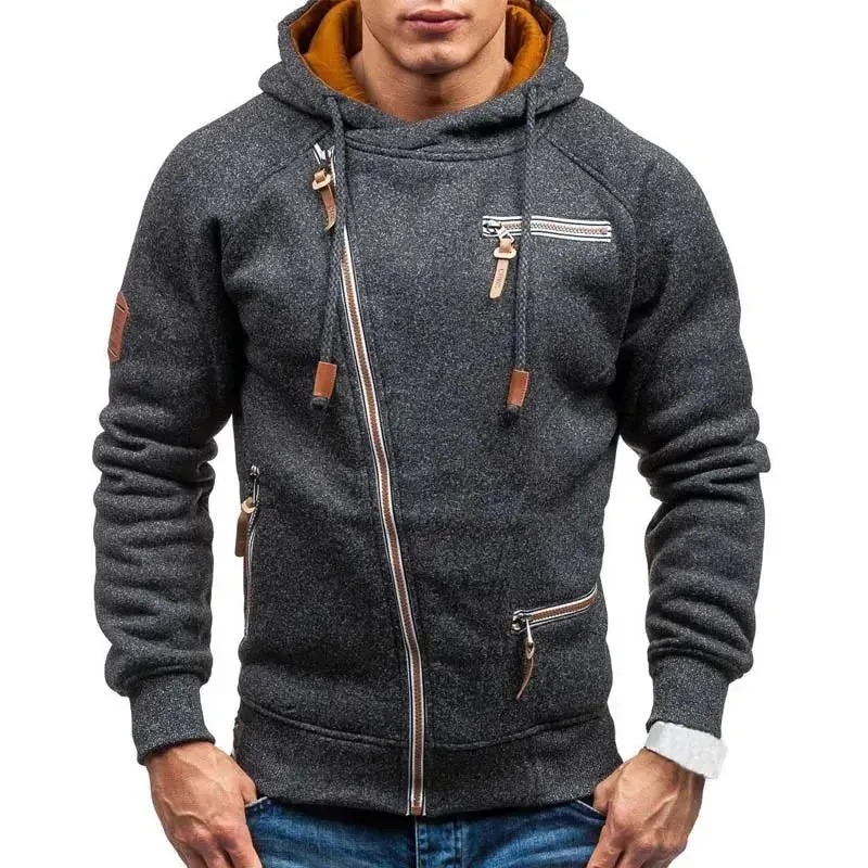 New Hoodie Men 2021 Autumn Casual Solid Long Sleeve Mens Hoodies Sweatshirts Slim Zipper Hoody Sweatshirt Men Hooded Streetwear