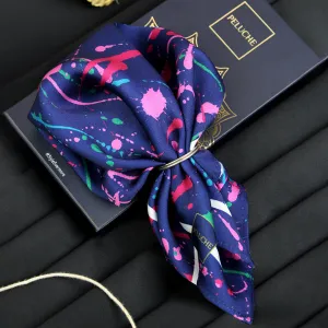 Peluche PolySilk Blue Printed Pocket Square For Men