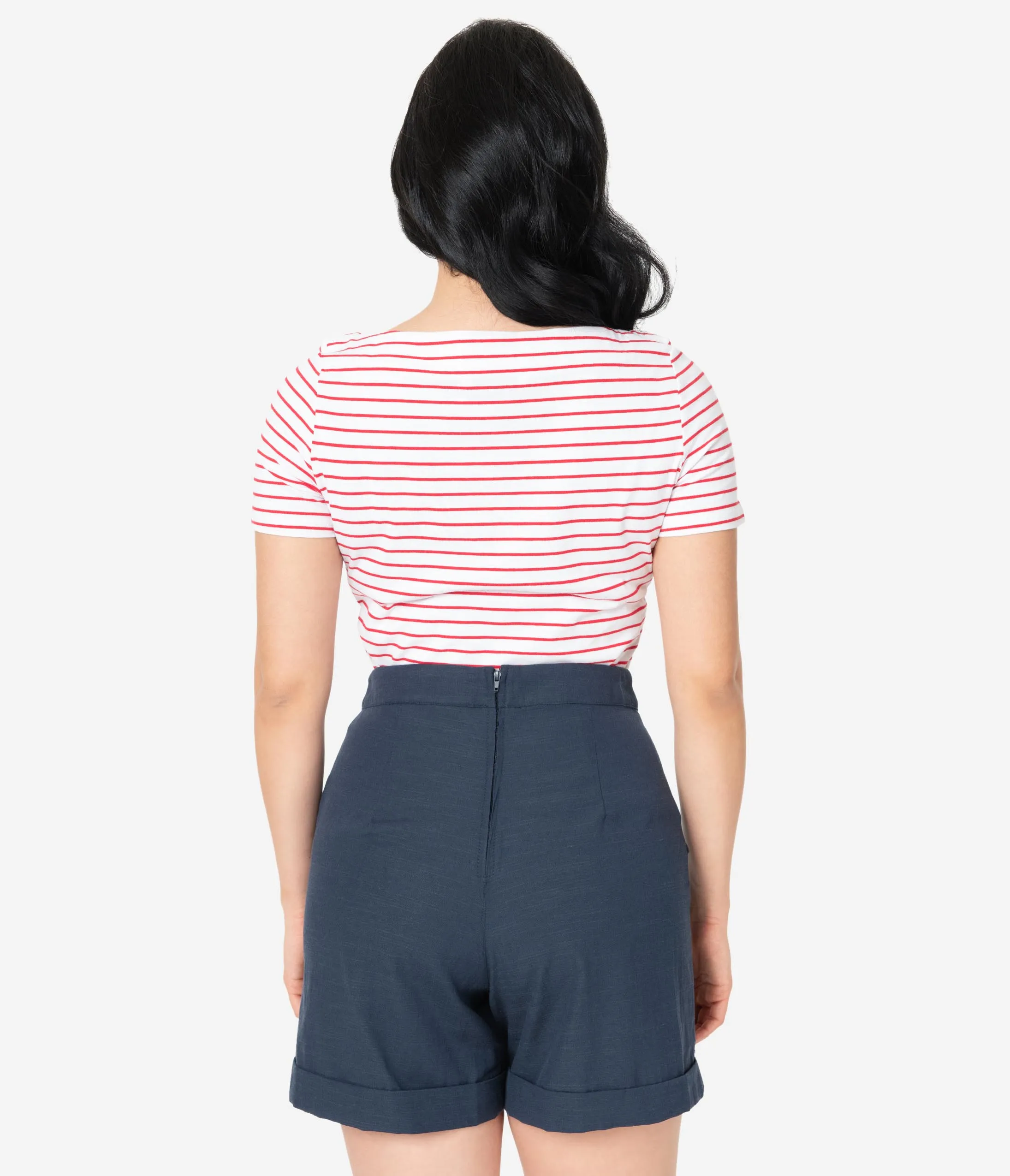 Red & White Striped Short Sleeve Top