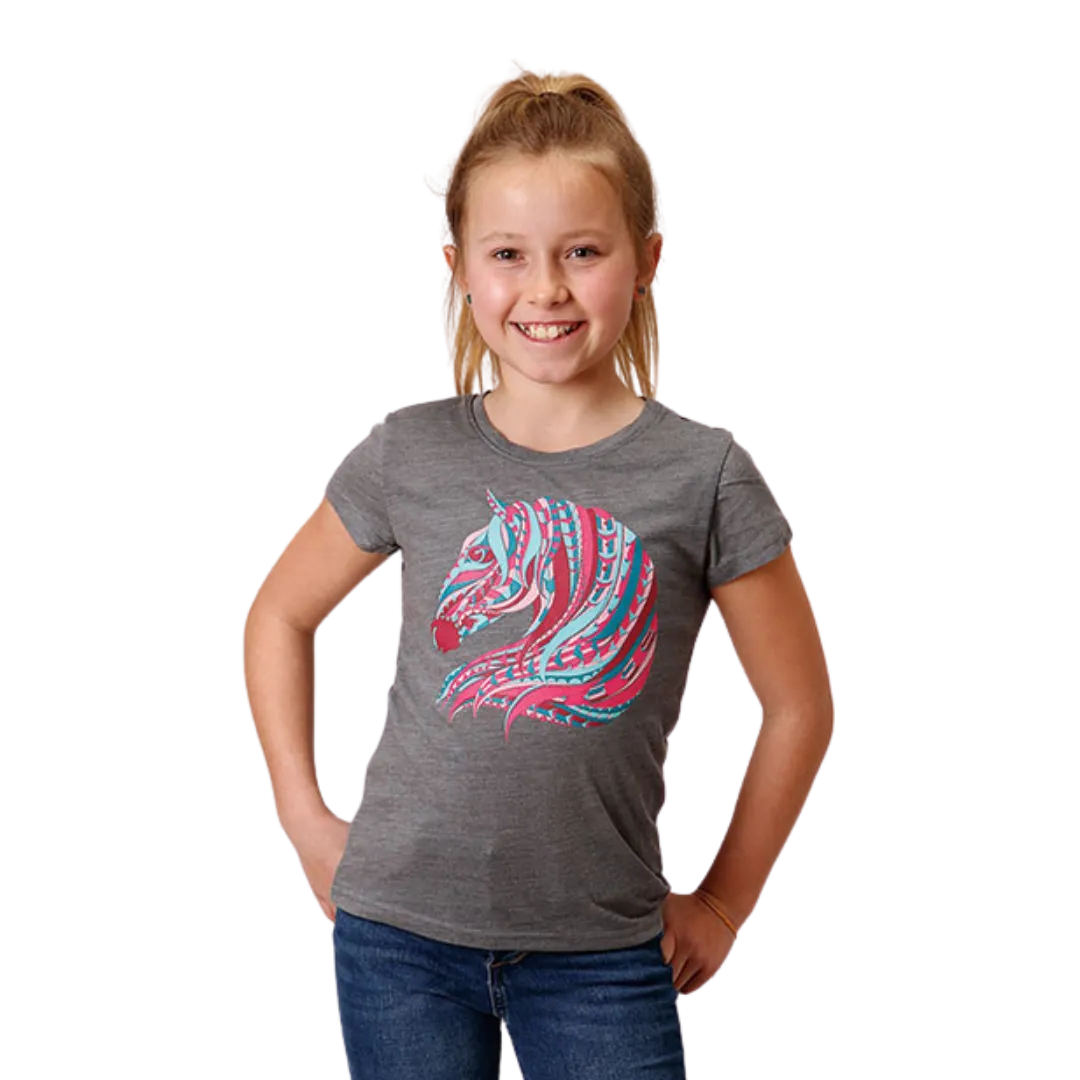 Roper Girl's Knit Poly Rayon Grey T-shirt