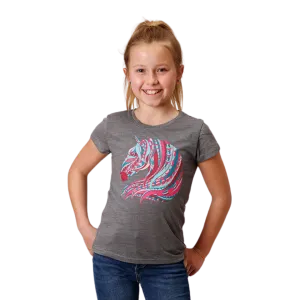 Roper Girl's Knit Poly Rayon Grey T-shirt