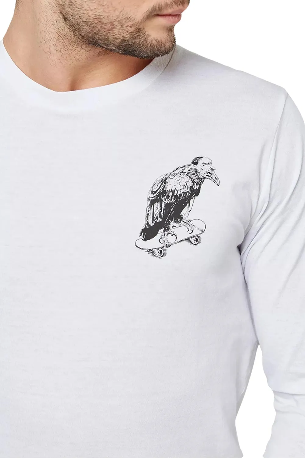 Skating Eagle Long Sleeve Cotton T-shirt - S/M