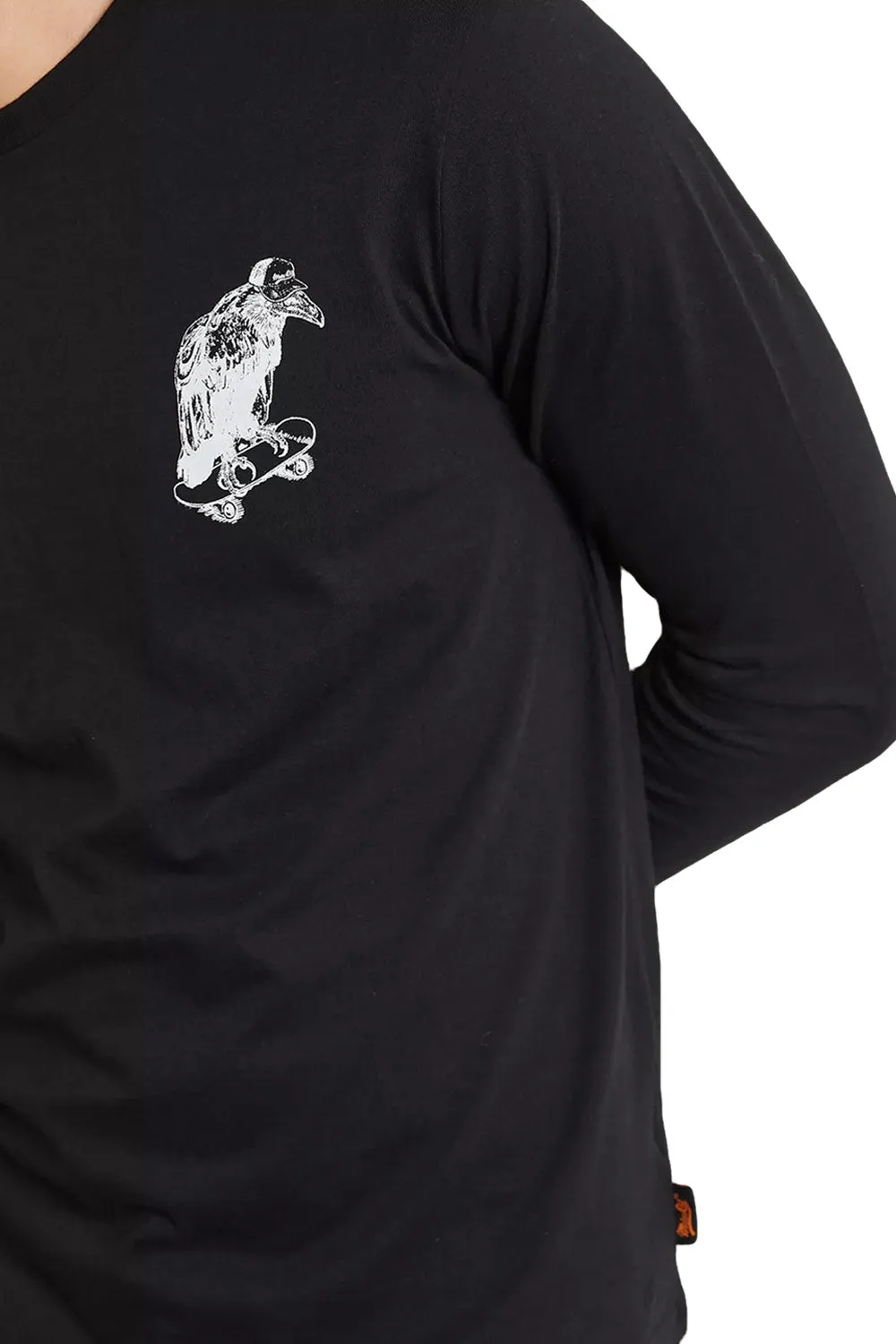 Skating Eagle Long Sleeve Cotton T-shirt - S/M