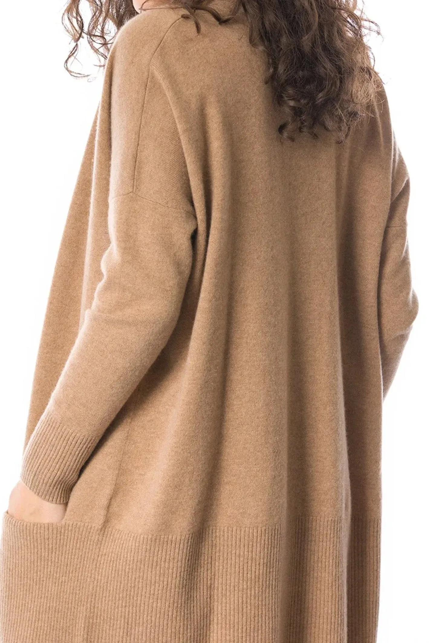 Sustainable Cashmere Edge To Edge Cardigan - Dark Camel