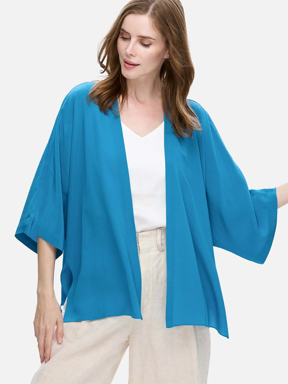 Teal Silk Relax Cardigan