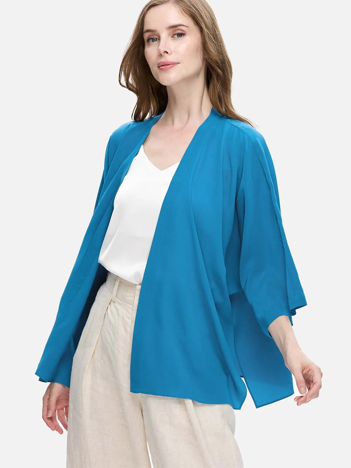 Teal Silk Relax Cardigan