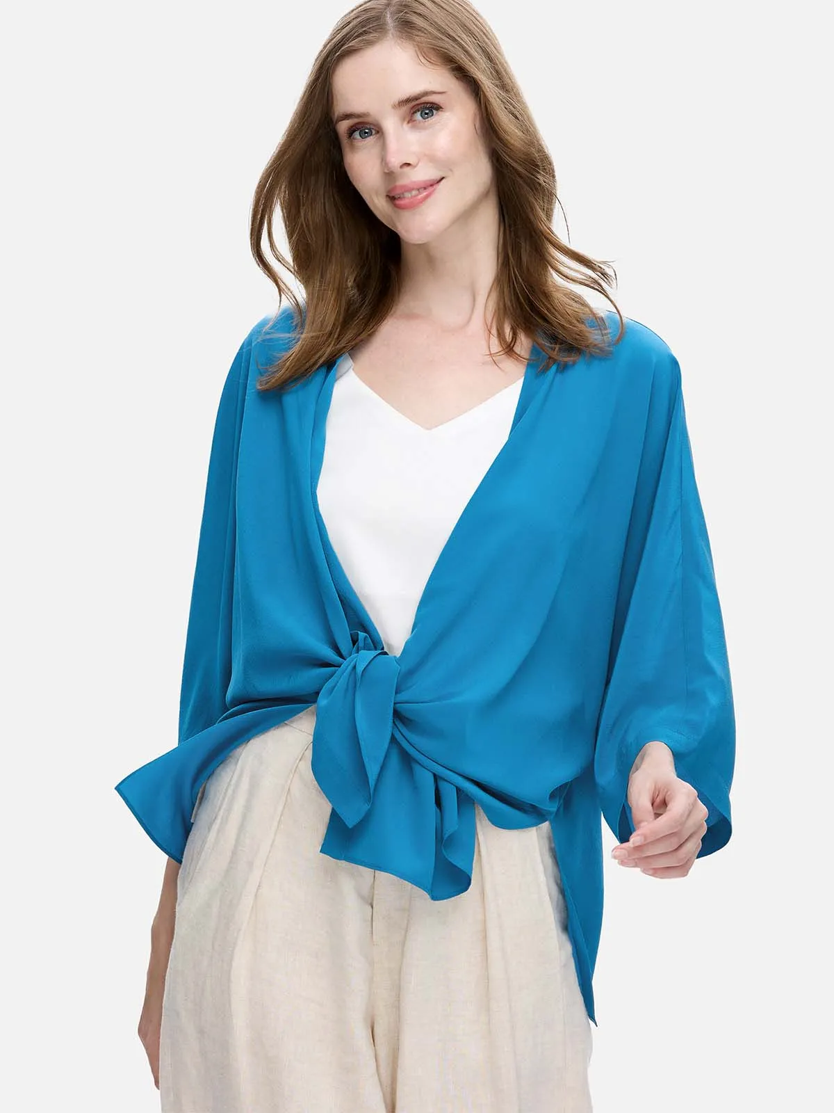 Teal Silk Relax Cardigan