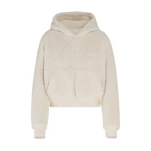 TEDDY ZIP UP HOODIE | BONE