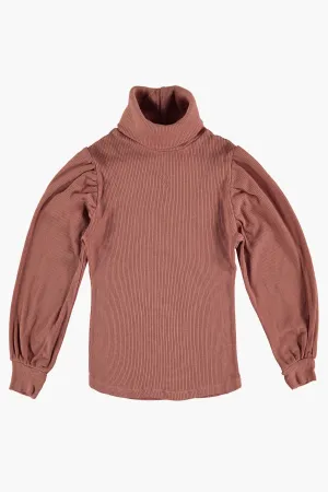 Tocoto Vintage Oversized Puff Sleeve Girls Turtleneck - Rose (Size 14 left)