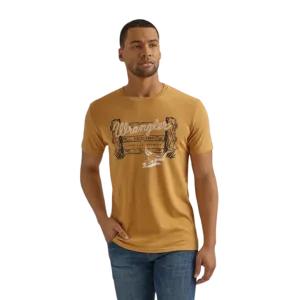 Wrangler Men's Fence Graphic Gold Tee Shirt