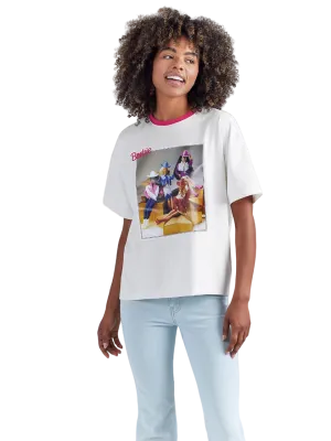 Wrangler Women's Barbie And Friends Girlfriend Ringer Tee In White Shirts